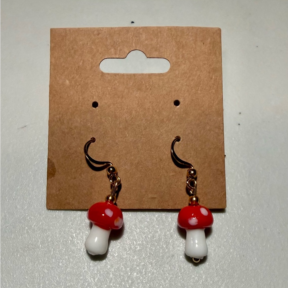 Charming Red and White Mushroom Earrings